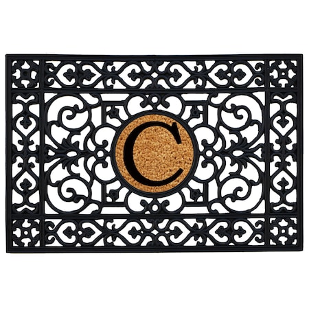 Calloway Mills Monogram Insert Door Mat, Black, Natural, 24 in W x 36 in L 160012436C